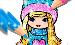 Girls Coloring Book Glitter image